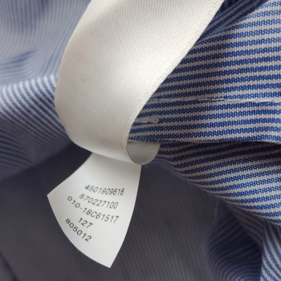 Chicos Lace Style Sleeve Blue Stripe Pearl Button - Picture 12 of 15